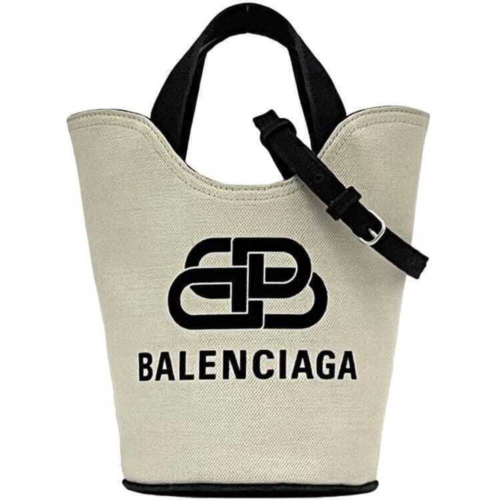 Balenciaga bag Wave shoulder White Black Canvas Leather U Bucket Handbag